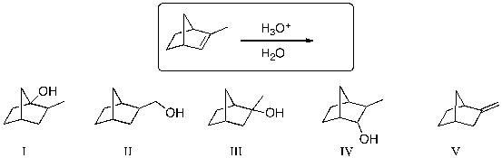 <strong>The expected major product of the following reaction is: </strong> A) I B) II C) III D) IV E) V