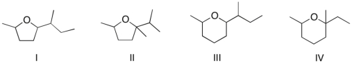 <strong>Which of the following is the major product of the reaction shown? </strong> A) I B) II C) III D) IV
