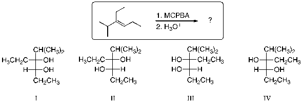 For the following dihydroxylation reaction which of the following statements is correct regarding the expected products?