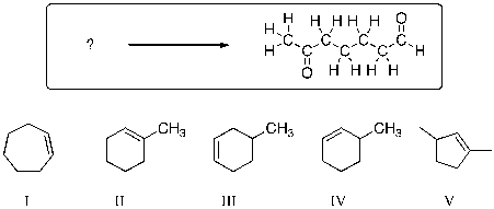 Of the alkenes shown, which would produce the product shown below, upon treatment with ozone, followed by zinc metal and water?