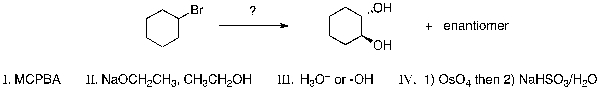 Which is the correct sequence of reaction steps necessary to complete the following transformation?