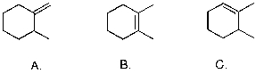 <strong>Rank the following from most to least stable. </strong> A) A, B, C B) C, B, A C) B, C, A D) B, A, C