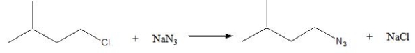 Consider the following S<sub>N</sub>2 reaction, Assuming no other changes, what is the effect on the rate, if the concentration of both 1-chloro-3-methylbutane and NaN<sub>3 </sub>is doubled?