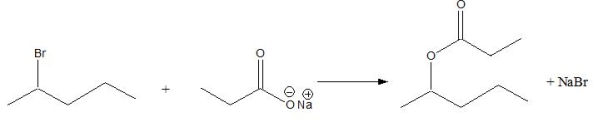 Consider the following S<sub>N</sub>2 reaction, Assuming no other changes, what is the effect on the rate, if the concentration of 2-bromopentane is doubled and the concentration of CH<sub>3</sub>CH<sub>2</sub>COONa is halved?
