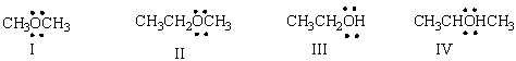 <strong>Which of the following compounds have a molecular formula of C<sub>2</sub>H<sub>6</sub>O? </strong> A) I B) II C) III D) IV E) Both I & III