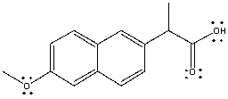Naproxen, sold under the trade name Aleve, has the following structure. What is the molecular formula for naproxen?