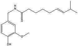 Capsaicin, found in peppers, has the following structure. What is the molecular formula for capsaicin?