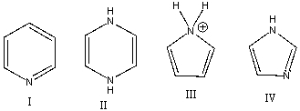 <strong>Which one of the following compound is antiaromatic? </strong> A)I B)II C)III D)IV