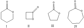 <strong>Which of the following compounds will have highest wavenumber for carbonyl absorption? </strong> A)I B)II C)III D)IV