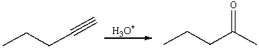 <strong>For the following reaction,which of the following is consistent with the IR spectrum of the product? </strong> A)absorption at 2150 cm<sup>-1</sup> should disappear B)absorption at 3300 cm<sup>-1</sup> and 2150cm<sup>-1</sup> should disappear C)absorption at 2250 cm<sup>-1</sup> should disappear,new absorption at 3300 cm<sup>-1</sup> should appear D)absorption at 1650 cm<sup>-1</sup> should disappear and absorption at 3300 cm<sup>-1</sup> should appear E)absorption at 3300 cm<sup>-1</sup> and 2150cm<sup>-1</sup> should disappear,a new absorption at 1720 cm<sup>-1 </sup>should appear