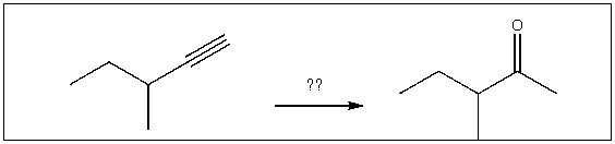 <strong>Predict the reagent(s)required to complete the following transformation: </strong> A)1)OsO<sub>4</sub>;2)NaHSO<sub>3</sub>,H<sub>2</sub>O B)H<sub>2</sub>SO<sub>4</sub>,H<sub>2</sub>O,HgSO<sub>4</sub> C)H<sub>2</sub>,Pt D)1)9-BBN;2)H<sub>2</sub>O<sub>2</sub>,NaOH E)1)O<sub>3</sub>;2)DMS
