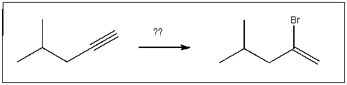 <strong>Predict the reagent(s)required to complete the following transformation: </strong> A)1)OsO<sub>4</sub>;2)NaHSO<sub>3</sub>,H<sub>2</sub>O B)HBr,ROOR C)NaBr D)xs NaNH<sub>2</sub> E)HBr