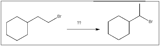 <strong>Which sequence of reagents will accomplish the following transformation? </strong> A)1)KOtBu;2)HBr B)1)NaOEt;2)HBr,ROOR C)1)H<sub>2</sub>SO<sub>4</sub>,heat;2)Br<sub>2</sub>,h \nu D)1)NaOEt;2)HBr E)both A and D work