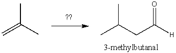 Which of the following sequences efficiently converts 2-methylpropene and sodium acetylide into 3-methylbutanal?