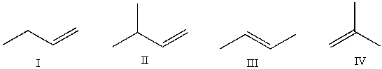 <strong>Which of the following alkenes cannot be converted into an alkyne by reaction with bromine followed by excess sodium amide and then with water? </strong> A)I B)II C)III D)IV E)III and IV
