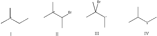 Which intermediate leads to the major product for the reaction of 2-methyl-2-butene with hydrogen bromide and hydrogen peroxide?