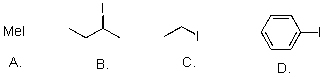 Rank the following substrates from most to least reactive in an S<sub>N</sub>2 reaction.