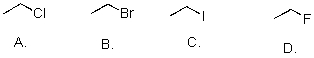 Rank the following substrates from most to least reactive in an S<sub>N</sub>2 reaction.