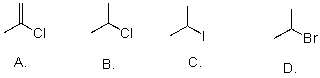 Rank the following substrates from most to least reactive in an S<sub>N</sub>2 reaction.