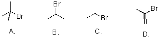 Rank the following substrates from most to least reactive in an S<sub>N</sub>1 reaction.