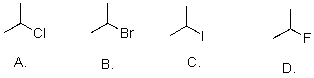 Rank the following substrates from most to least reactive in an S<sub>N</sub>1 reaction.