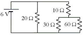 Four resistors and a 6-V battery are arranged as shown in the circuit diagram. -The largest potential difference is across which resistor(s)?
