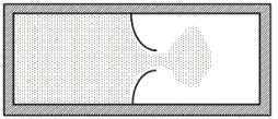 <strong>A thermally isolated sample of an ideal gas at a fixed temperature is confined to one half of a container by an impermeable membrane.The other half of the container is evacuated.The membrane is then pierced and the gas is allowed to expand freely and to double its volume as shown.Which one of the following statements is true concerning this situation? </strong> A)The process is reversible. B)This is an isothermal process. C)The entropy of the gas decreases. D)The internal energy of the gas must decrease. E)The temperature of the gas decreases to one-half of its original value.
