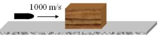 <strong>A 2.0-kg pistol fires a 1.0-g bullet with a muzzle speed of 1000 m/s.The bullet then strikes a 10-kg wooden block resting on a horizontal frictionless surface.The block and the embedded bullet then slide across the surface. What is the kinetic energy of the bullet as it travels toward the block?</strong> A)100 J B)500 J C)1000 J D)5000 J E)10 000 J