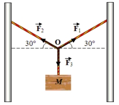 <strong>A block of mass M is hung by ropes as shown.The system is in equilibrium.The point O represents the knot, the junction of the three ropes.Which of the following statements is true concerning the magnitudes of the three forces in equilibrium? </strong> A) B) C) D) E)