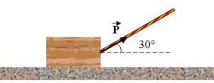 A block is pulled at constant speed along a rough level surface by a rope that makes an angle of 30° with respect to the horizontal.The applied force along the rope is .The force of kinetic friction between the block and the surface is 10 N. -Which one of the following expressions gives the magnitude of the force in SI units?