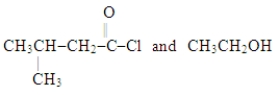 <strong>Which choice gives the structures of the reaction products when the ester below is hydrolyzed in acid solution?  </strong> A)   B)   C)   D)   <div style=padding-top: 35px> 