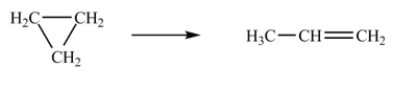 <strong>The isomerization of cyclopropane to form propene is a first-order reaction. At 760 K, 85% of a sample of cyclopropane changes to propene in 79.0 min. Determine the rate constant for this reaction at 760 K.</strong> A)3.66 * 10<sup>-2</sup> min<sup>-1</sup> B)1.04 * 10<sup>-2</sup> min<sup>-1</sup> C)2.42 min<sup>-1</sup> D)2.06 * 10<sup>-3</sup> min<sup>-1</sup> E)2.40 * 10<sup>-2</sup> min<sup>-1</sup>