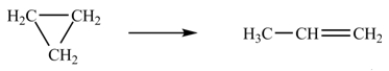 <strong>The isomerization of cyclopropane to propene follows first-order kinetics. At 700 K, the rate constant for this reaction is 6.2 <font face=symbol></font> 10<sup>-4 </sup>min<sup>-1</sup>. How many minutes are required for 10.0% of a sample of cyclopropane to isomerize to propene?</strong> A)16,100 min B)170 min C)3,710 min D)1.43 <font face=symbol></font> 10<sup>-3</sup> min E)1,120 min