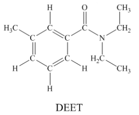 N,N-diethyl-m-tolumide (DEET)is the active ingredient in many mosquito repellents. How many sigma bonds and pi bonds are contained in a DEET molecule?