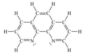 <strong>Assuming a coordination complex is formed with Fe<sup>2+</sup> and 1,10-phenanthroline (shown below), which of the following statements is true  </strong> A) If two 1,10-phenanthroline molecules are coordinated to the iron ion, then the coordination number is 2. B) If two 1,10-phenanthroline molecules are coordinated to the iron ion, then the coordination number is 6. C) If three 1,10-phenanthroline molecules are coordinated to the iron ion, then the coordination number is 3. D) If three 1,10-phenanthroline molecules are coordinated to the iron ion, then the coordination number is 6. E) If four 1,10-phenanthroline molecules are coordinated to the iron ion, then the coordination number is 4. <div style=padding-top: 35px> 