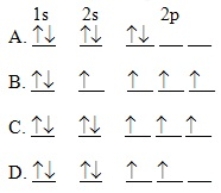 The orbital diagram for a ground state carbon atom is