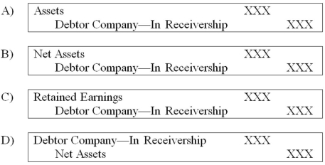 <strong>What is the general form of the trustee's opening entry, accepting the assets of the debtor company? </strong> A) Option A B) Option B C) Option C D) Option D