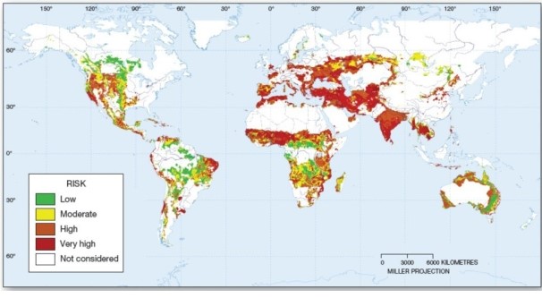 <strong>  Which of the following areas has the highest risk of desertification?</strong> A)The Sahel (Sub-Saharan Africa). B)Northeastern Australia. C)Central Asia. D)Venezuela. <div style=padding-top: 35px> 