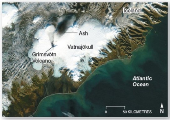 <strong> Vatnajökull is the largest and most voluminous Icelandic glacier.It is roughly circular in shape,overlays several volcanoes,and covers an area of approximately 8,100 km2 with an average thickness of 400 m.Of which is this an example?</strong> A)Ice sheet. B)Ice cap. C)Ice field. D)Alpine glacier.