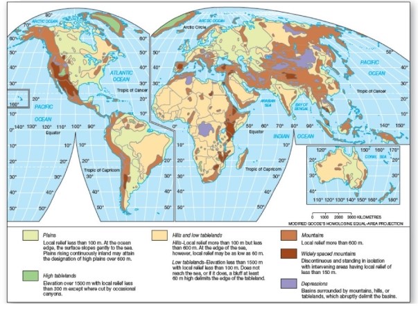 <strong> Large areas of high tablelands are found in which continent?</strong> A)Africa. B)Australia. C)Greenland. D)Central Asia.