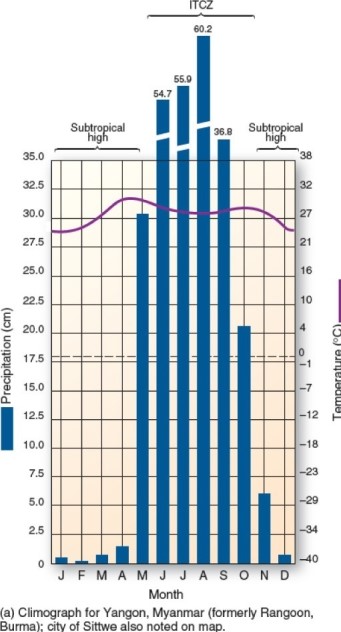 <strong>  This climograph is characteristic of which climate type?</strong> A)Mediterranean. B)Tropical monsoon. C)Highland. D)Humid subtropical winter-dry. <div style=padding-top: 35px> 
