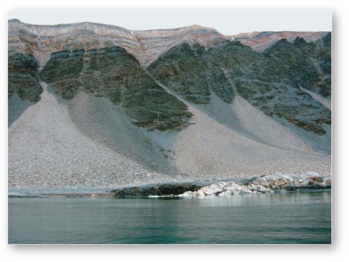 <strong>The talus cones in this photograph are the result of</strong> A)rockfall. B)creep. C)planar slides. D)mudflows. E)slumps.