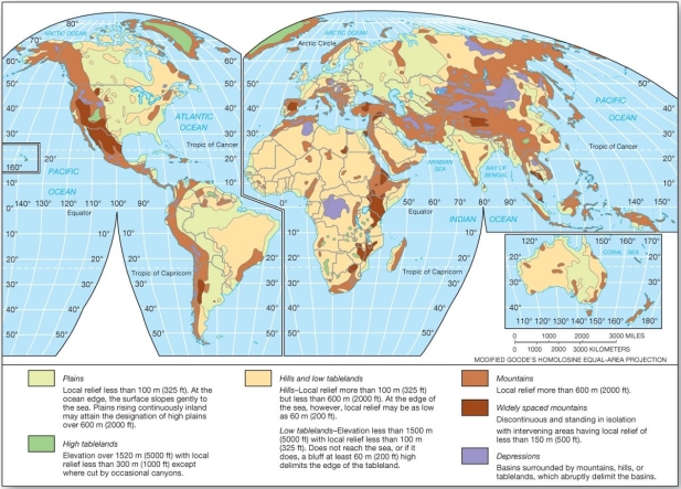 <strong>  Large areas of depressions are found in</strong> A) North America. B) Asia. C) Australia. D) Antarctica. <div style=padding-top: 35px> 