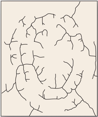 <strong> Structural domes with concentric patterns of rock strata guide stream courses to form this drainage pattern.</strong> A) radial B) parallel C) annular D) dendritic