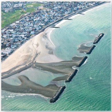 <strong> These features create zones of still water near coastlines.</strong> A) breakwaters B) groins C) jetties D) tombolos