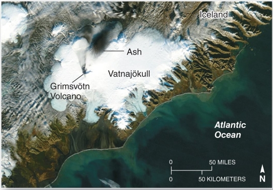 <strong>  Vatnajökull is the largest and most voluminous Icelandic glacier. It is roughly circular in shape, overlays several volcanoes, and covers an area of approximately 8,100 km² (3,100 mi²) with an average thickness of 400 m (1,300 ft). This is an example of a(n)</strong> A) ice sheet. B) ice cap. C) ice field. D) alpine glacier. <div style=padding-top: 35px> 