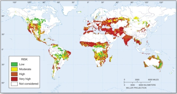 <strong> Which of the following areas has the highest rick of desertification?</strong> A) the Sahel (Sub-Saharan Africa) B) northeastern Australia C) central Asia D) Venezuela