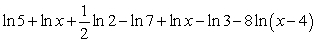 <strong>Use the properties of logarithms to write the expression as a sum or difference of simple logarithmic terms. </strong> A) B) C) D)