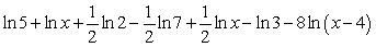 <strong>Use the properties of logarithms to write the expression as a sum or difference of simple logarithmic terms. </strong> A) B) C) D)
