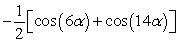 <strong>Rewrite the product as a sum using a product-to-sum identity. sin(-10 \alpha )sin(4 \alpha )</strong> A) B) C) D)